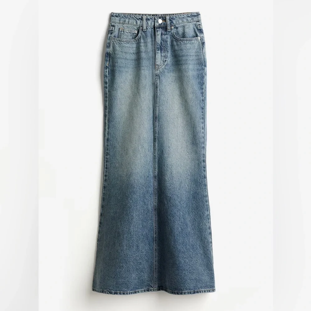 H&M mermaid denim skirt size 10, New Maxi jeans skirt Very pretty H & M - Picture 1 of 16
